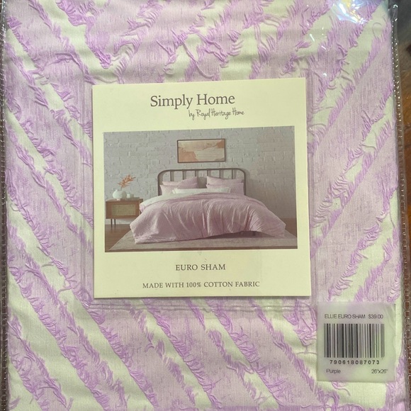 Simply Home EURO SHAM 1 Euro Sham: 26 in. x 26 in. 100% Cotton NWT. - Picture 2 of 4